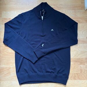 J.Lindeberg Kian Dark Navy Quarter-Zip 100% merino Sweater